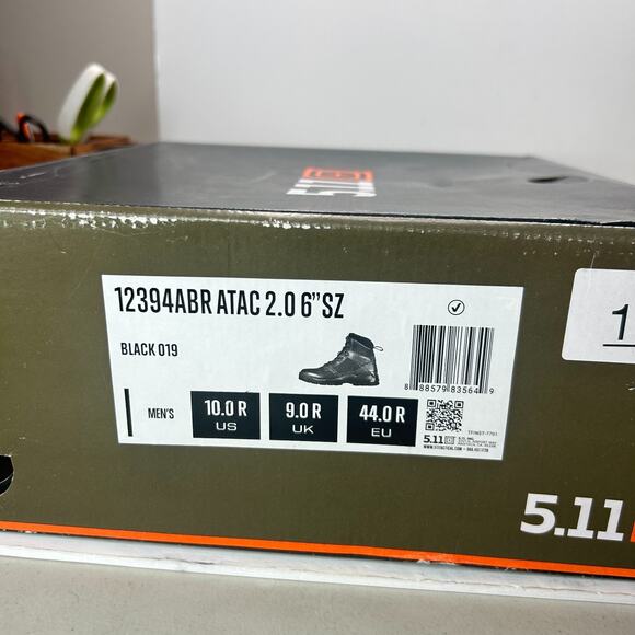 5.11 Tactical A.T.A.C. 2.0 6” Combat Lace Up Zip Boots Black 12394ABR Men's 10 - Picture 9 of 9